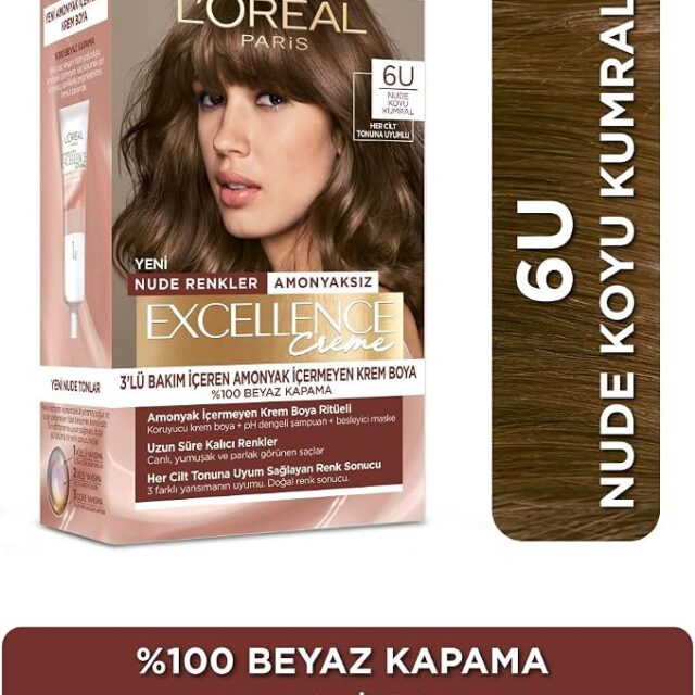 L’Oréal Paris Excellence Creme Nude Renkler Saç Boyası – 6U Nude Koyu Kumral