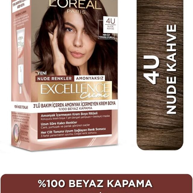 L’Oréal Paris Excellence Creme Nude Renkler Saç Boyası – 4U Nude Kahve