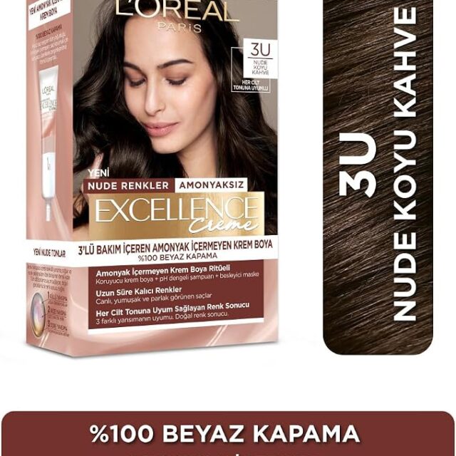 L’Oréal Paris Excellence Creme Nude Renkler Saç Boyası – 3U Nude Koyu Kahve