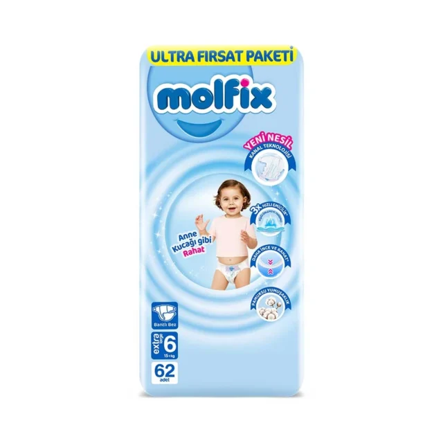 Molfix Ultra Fırsat Paketi Extra Large 6 Beden Bebek Bezi 62 Adet